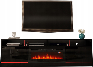 Skrinka pod TV - RTV Cabinet Disparo 5 200 cm Black Mat Gloss + LED