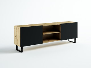 Skrinka pod TV - RTV Loft Cabinet 140 Oak Hamilton /Black Mat Egger