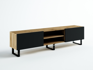 Skrinka pod TV - Kabinet Industrial Loft RTV 200 Wotan /Black Mat