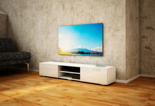 Skrinka pod TV - RTV skrinka stojaca 200 cm biely lesk