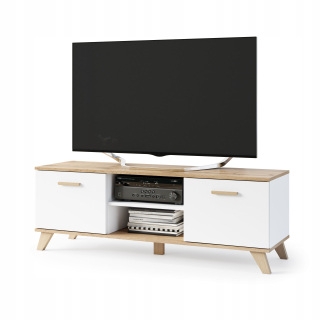 Skrinka pod TV - RTV skrinka stojaca na nohách 150 cm biela/wotan