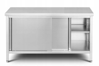 Pracovný, dielenský stôl - Skrinka + pracovný stolík z nehrdzavejúcej ocele Inox 1500 mm