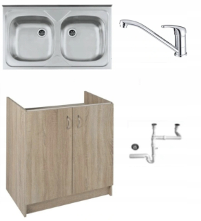 Kuchynská skrinka - Oak 50x80 skrinka + umývadlo + sifón + batéria