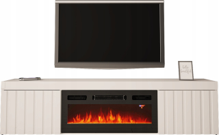 Skrinka pod TV - Kabinet s krbom 180 cm Knoxville 1 biely lesk