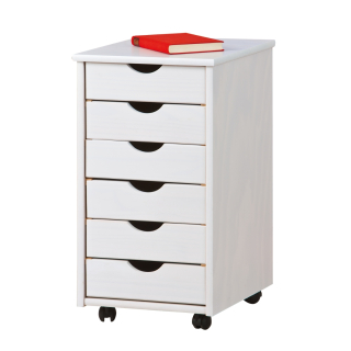 Komoda do študenskej izby - Simra Container Dresser na kolieskach, 6 zásuviek, biele