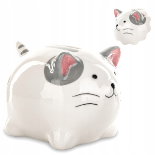 Pokladnička pre deti - Big Piggy Bank otvoril bielu keramiku mačiatko 14 cm