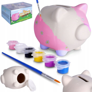 Pokladnička pre deti - Piggy Piggy Bank na maľovanie štetca