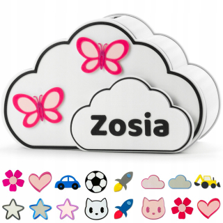 Pokladnička pre deti - Piggy Bank Name cloud rok rok darček Bio