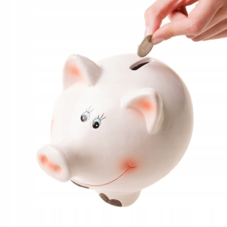 Pokladnička pre deti - Piggy Bank Usmievavá prasa H = 14 cm