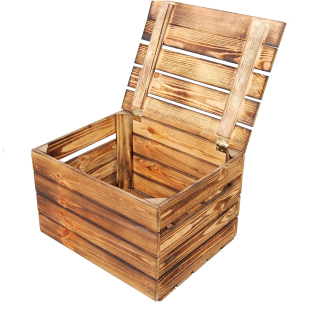 Prepravka, box - Drevené škatule boxová škatuľa vyhodená Pouf