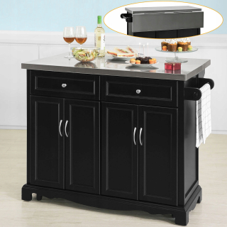 Kuchynská skrinka - Sobuy Kitchen Island na kolieskach FKW71-SCH