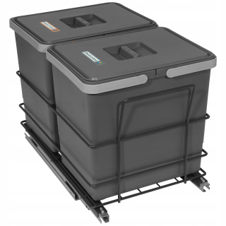 Kôš na triedenie odpadu - Sortér odpadu od 40 cm tichého zatvárania 2x15 30l
