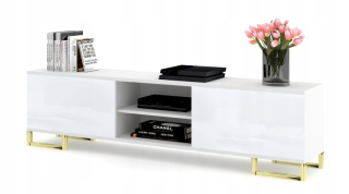 Skrinka pod TV - Rohový šatník Oak Wotan/White Gloss BRW