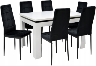 Stôl so stoličkami do obývačky - Tabuľka 80x120/160 cm + 6 velorských stoličiek