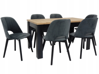 Stôl so stoličkami do obývačky - Tabuľka 80x140/180 cm + 6 stoličiek Beige II II