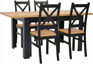 Jedálenská zostava, set - Kuchynský stôl 80x120/160 4 drevené remeselné stoličky