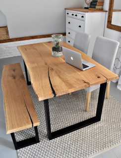 Kuchynský stôl - Dubový stôl s podkrovím Epoxy Resin Monolith Oak