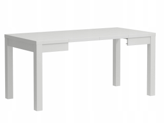 Stôl do obývačky - Biela rozložená tabuľka 90x90+3x45-225