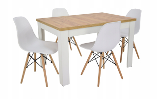 Jedálenská zostava, set - Tabuľka borovice 80x60 + 2 stoličky farebné dubové k veľkosti
