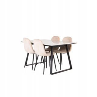 Stôl so stoličkami do obývačky - Skutočná mramorová tabuľka 140 cm + 4 stoličky