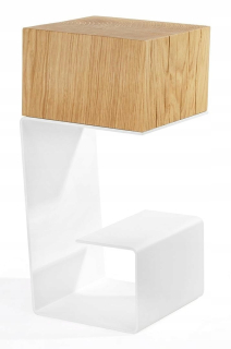Toaletný stolík - Stôl Egon Biały - Oak Top, kovová základňa