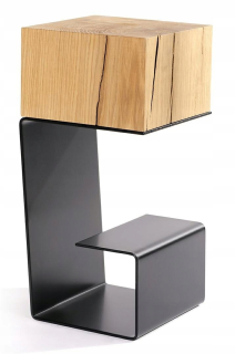Toaletný stolík - Egon Black Table - Oak Top, kovová základňa