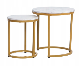 Konferenčný stolík do obývačky - Lavicový stolík HOLA WHITE/GOLD MARME Glamour Set