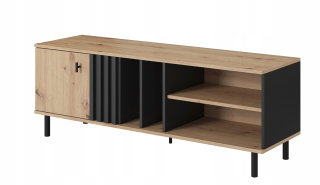 Skrinka pod TV - RTV Tabuľka 138 Artisan+Black Anthracite Lamele Mads