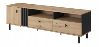 Skrinka pod TV - RTV Tabuľka 165 Artisan+Black Anthracite Lamele Mads