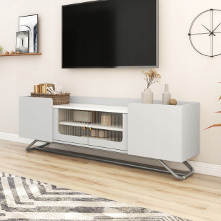 Skrinka pod TV - Stolík RTV skrinka Marmous Glass Dvere White