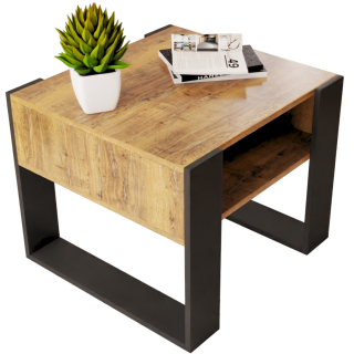 Konferenčný stolík do obývačky - Konferenčný stolík 55x55 cm dubová lavica retro stolík podkrovie VIP
