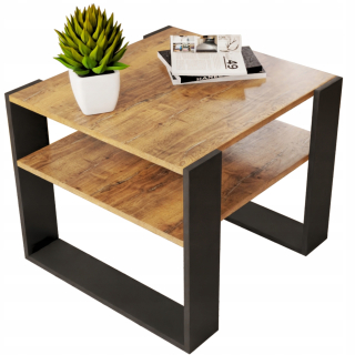 Konferenčný stolík do obývačky - Čierny konferenčný stolík 55x55cm Loft Retro Bench Table