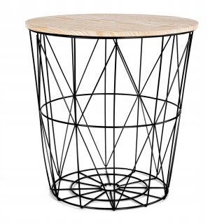 Konferenčný stolík do obývačky - Kovový stolík Scandi Basket Black 39x38 cm