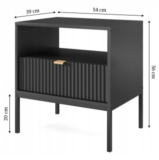 Nočný stolík - Nova nočný stôl 54 cm s čiernou zásuvkou