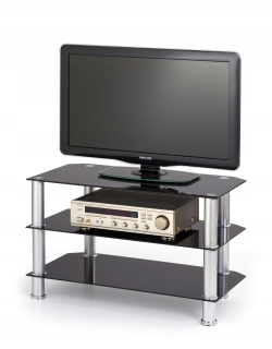 Skrinka pod TV - Sklenený stôl RTV-21 Black LCD LED DVD HALMAR