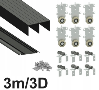 Posuvný systém 3m / 3 dvere čierna rohož