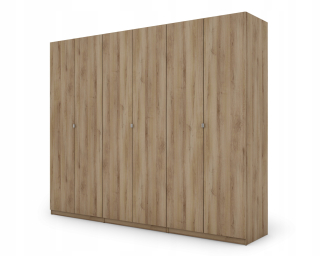 Šatníková skriňa do študenskej izby - Šatník 282 cm 6 dverí v šatníku Premium dub