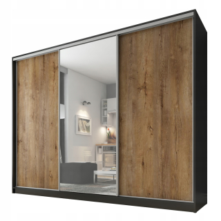 Šatníková skriňa do študenskej izby - Šatník DMSM 250 1 Lefkas Mirror/Black 2Szuflady