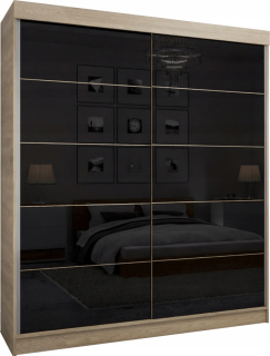 Šatníková skriňa do študenskej izby - Melissa Wackrobe 160 x 205 Sonoma Lacobel Black