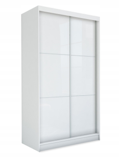 Šatníková skriňa do študenskej izby - Posuvná šatníka 120 cm biely/čierny lesk LACOBEL
