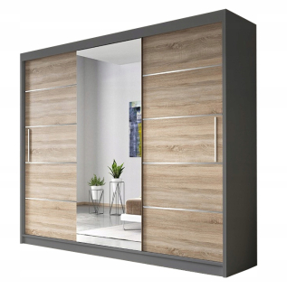 Šatníková skriňa do študenskej izby - Posuvná šatníka Erin 3D GS 230 + Zrkadlo šatníka