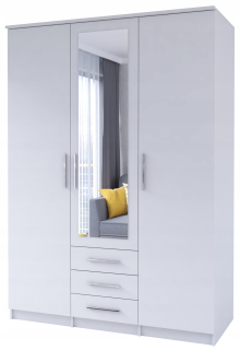 Šatníková skriňa do študenskej izby - Biely posuvný šatník s Nandu zrkadlom 180 cm LED