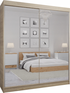 Šatníková skriňa do študenskej izby - Šatník 2d Verso 120 cm - Sonoma - zrkadlo P