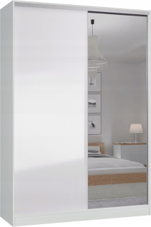 Šatníková skriňa do študenskej izby - Šatník 2d 130 x 250 + zrkadlo - biele