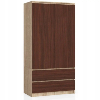 Šatníková skriňa do študenskej izby - Šatník pre Sonoma Wenge Oak Salon 90 cm 2 zásuvky