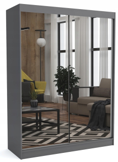Šatníková skriňa do študenskej izby - Šatník Dave Wardrobe 160 cm antracitové zrkadlo