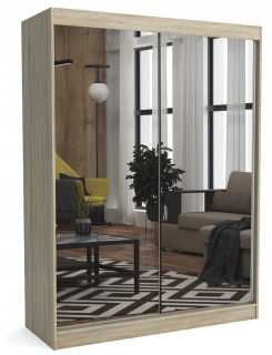 Šatníková skriňa do študenskej izby - Šatník Dave Wardrobe 160 cm zrkadlo Sonoma Oak