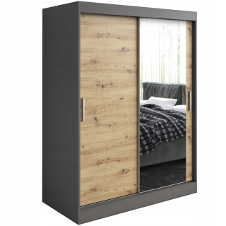 Šatníková skriňa do študenskej izby - Posuvná šatníka 150 cm 2 interiér antracit + remeselník