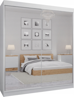 Šatníková skriňa do študenskej izby - Posuvné šatníky 2d 120 cm - biele - zrkadlo P