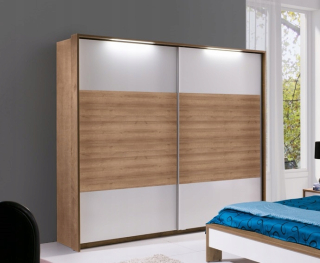 Šatniková skriňa do spálne - Posuvné šatník LATIka LED osvetlenie 230x215x66